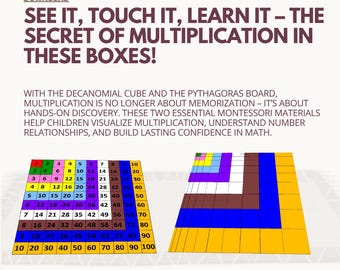 Montessori Hundred Board and Decanomial Cube | Printable Montessori Math PDF | A4 & US Letter
