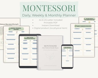 Montessori Teacher Planner | Daily, Weekly & Monthly Planner Pages | Printable PDF