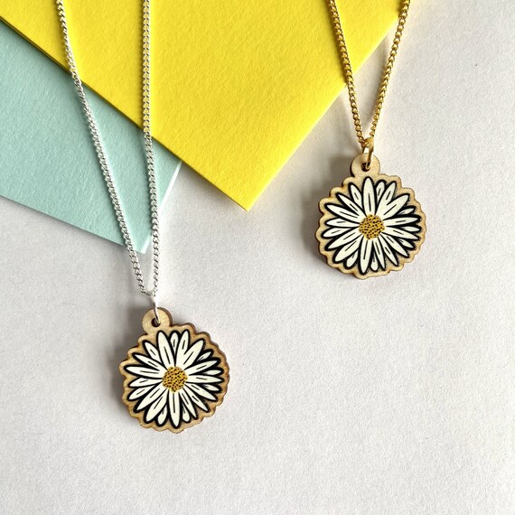 Daisy Wooden Necklace Spring Floral