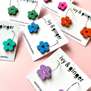 Colourful and fun flower hoop earrings statement unique gifts for her