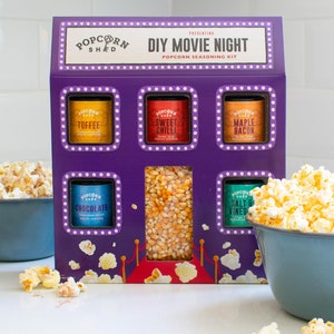 DIY Popcorn Seasonings Kit Make your own gourmet popcorn Movie night in gift set Popcorn kernels and 5 seasonings image 1