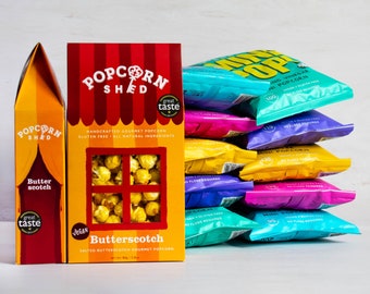 Vegan Popcorn Bundle - 6 Flavour Popcorn Tasting Selection - Food Gift - Foodie - Flavoured Popcorn - Vegan Snacks - Sweet and Savoury