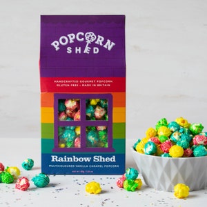 Rainbow Gourmet Popcorn - Multicoloured Vanilla Caramel Popcorn - Food Gift - Flavoured Popcorn - Rainbow Food - Pride Popcorn - Pride Food