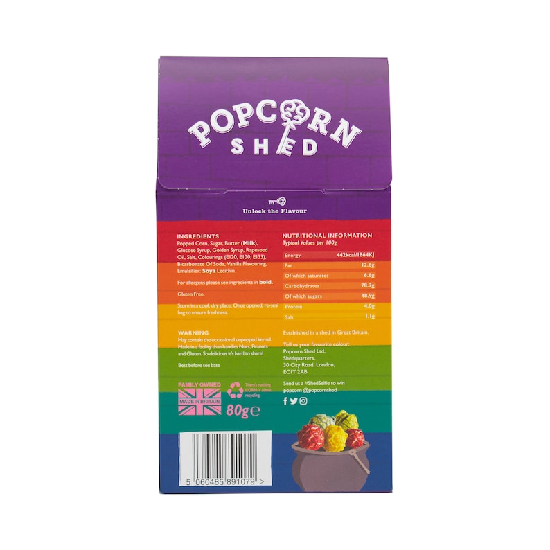 Rainbow Gourmet Popcorn Multicoloured Vanilla Caramel Popcorn Food Gift Flavoured Popcorn Rainbow Food Pride Popcorn Pride Food image 7