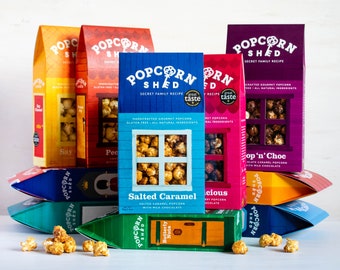 Gourmet Popcorn Mega Variety Pack - 10 Delicious Gourmet Popcorn Flavours - Sweet and Savoury - Food Gift - Foodie - Flavoured Popcorn