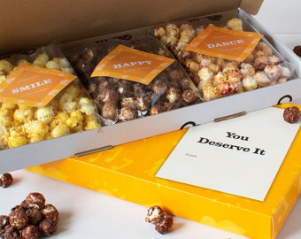 You Deserve It Vegan Gourmet Popcorn Letterbox Gift - Luxury Vegan Food Gift - Flavoured Popcorn - Foodie Birthday Gift - Postal Popcorn