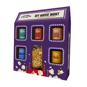 DIY Popcorn Seasonings Kit Make your own gourmet popcorn Movie night in gift set Popcorn kernels and 5 seasonings image 10