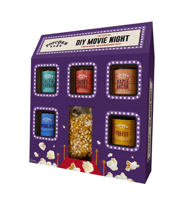 DIY Popcorn Seasonings Kit Make your own gourmet popcorn Movie night in gift set Popcorn kernels and 5 seasonings image 10