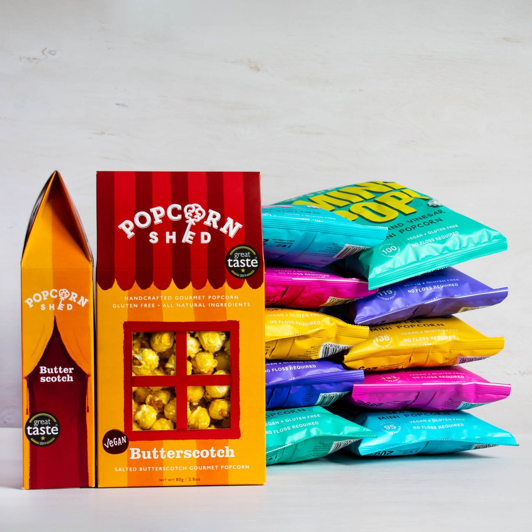 Vegan Popcorn Bundle 6 Flavour Popcorn Tasting Selection Food Gift