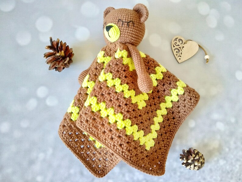 Teddy Bear Comforter Crochet Pattern Bear Lovey Amigurumi Etsy