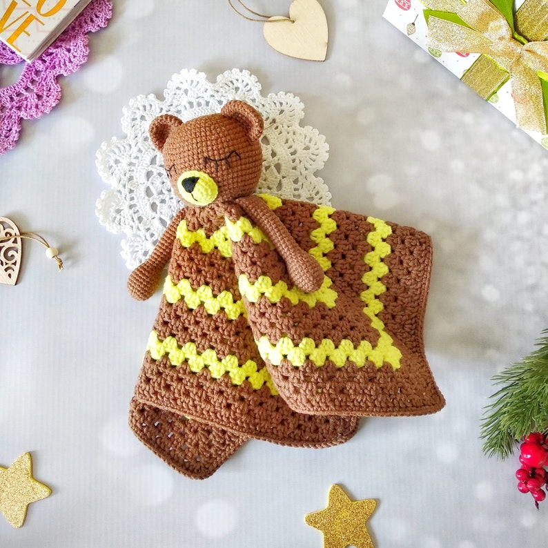 Teddy Bear Comforter Crochet Pattern Bear Lovey Amigurumi Etsy