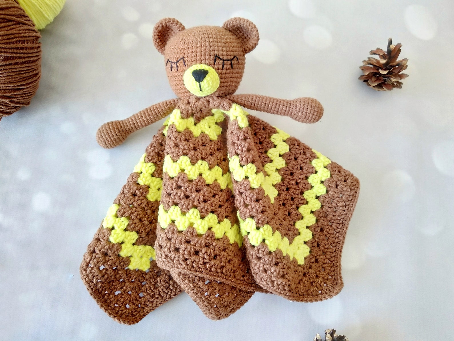 Teddy Bear Comforter Crochet Pattern Bear Lovey Amigurumi Etsy