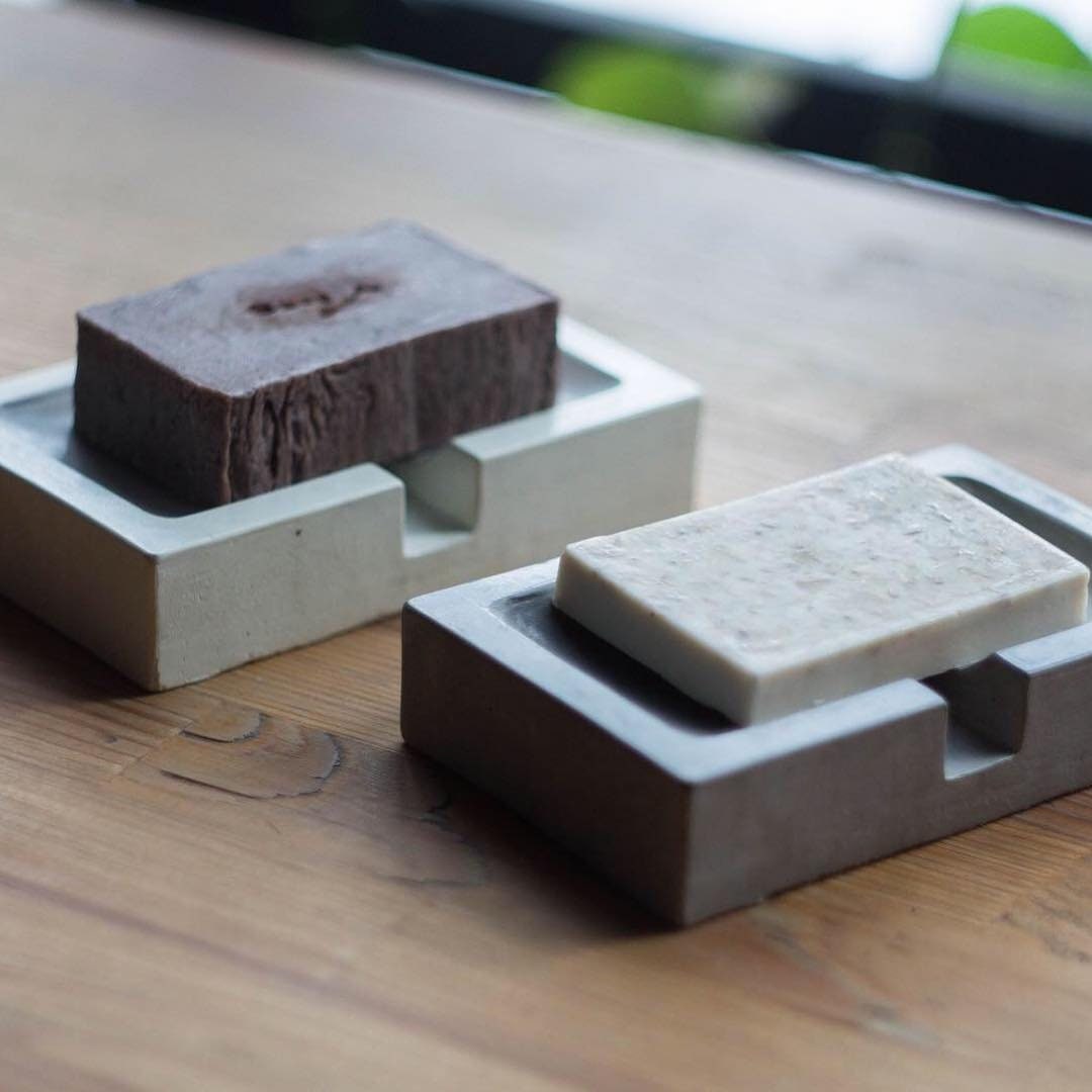 Soap dish concrete draining soap saver holder Etsy