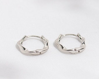 Sterling Silver Twisted Hoop Earrings, Gold Silver Huggie Hoop Earrings, Statement Earrings, Dainty Minimalist Jewellery