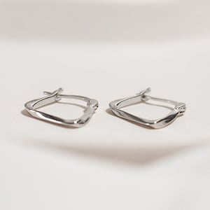 Sterling Silver Square Shaped Hoop Earrings in Gold or Silver, Luxury Unique Hoop Earrings