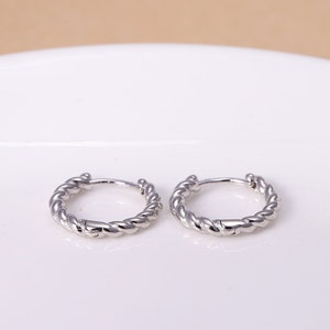 Sterling Silver Woven Hoop Earrings in Gold or Silver, Silver 2 Piece Huggie Hoop Earrings, Statement Jewellery