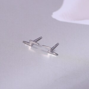 Sterling Silver Lightning Bolt Stud Earrings - Available in Gold or Silver