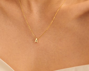 Collana in argento con iniziali personalizzate, collana con lettere personalizzate, delicati gioielli con ciondoli con lettere minimaliste, regalo per lei, regalo di compleanno