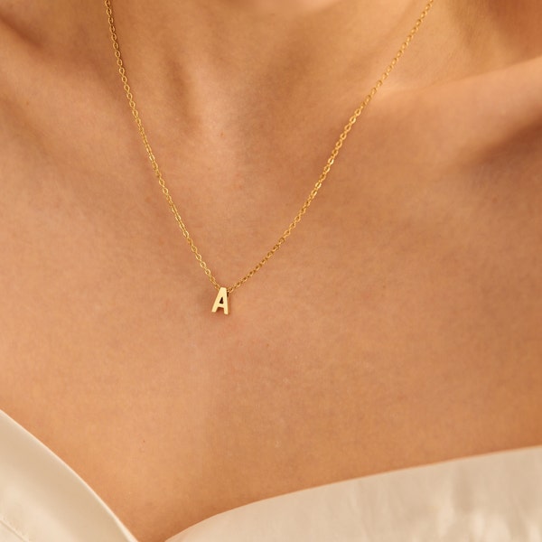 Collar de plata inicial personalizado, collar de letras personalizado, joyas de encanto de letras minimalistas delicadas, regalo para ella, regalo de cumpleaños
