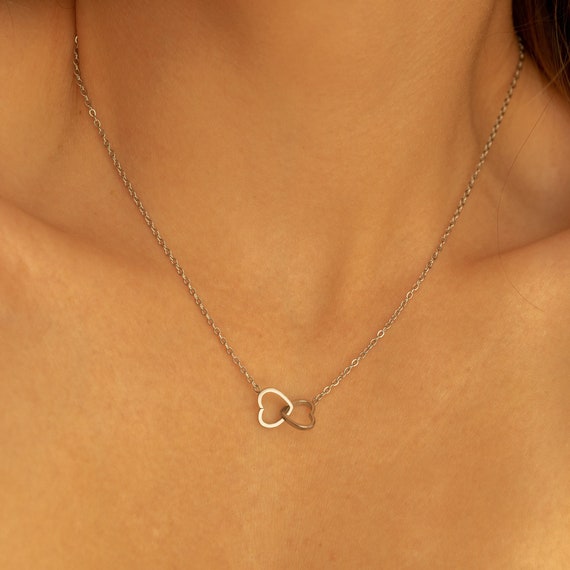 Appreciation Romantic Gift for Girlfriend Boyfriend Interlocking Hearts  Necklace