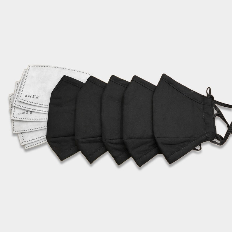 Black Face Mask with Filter Washable Face Mask Adjustable Etsy