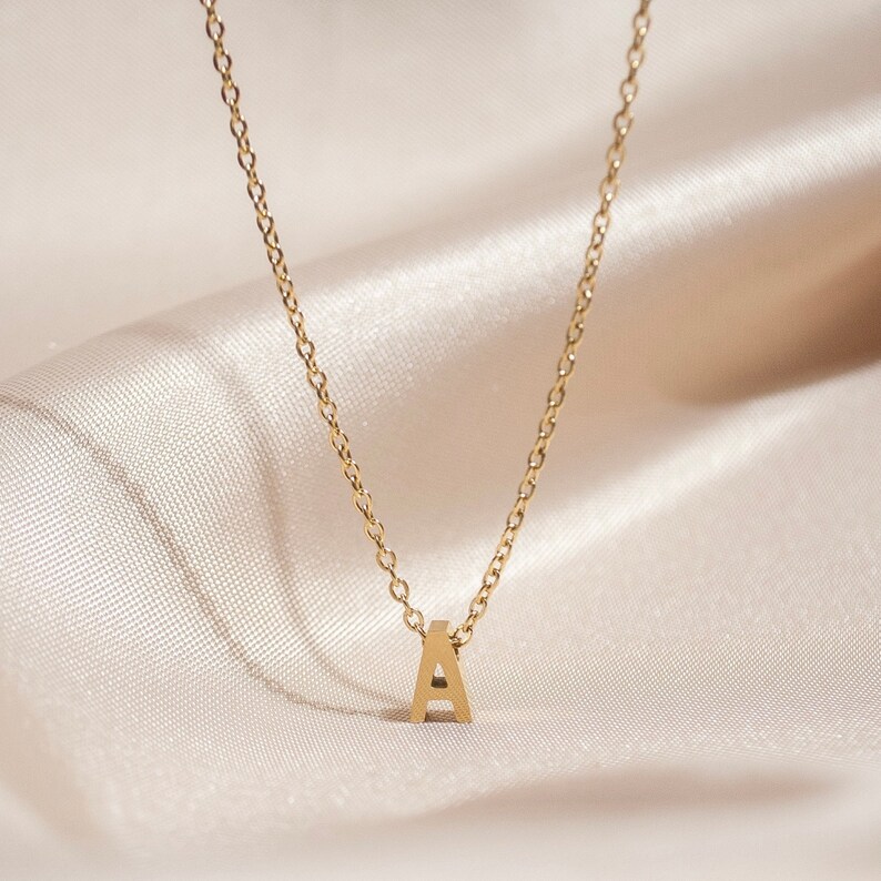Custom Initial Necklace Personalised Letter Necklace Dainty Etsy UK
