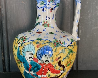Vintage Kutahya Hand-Painted Gini Jug/Vase from Turkey