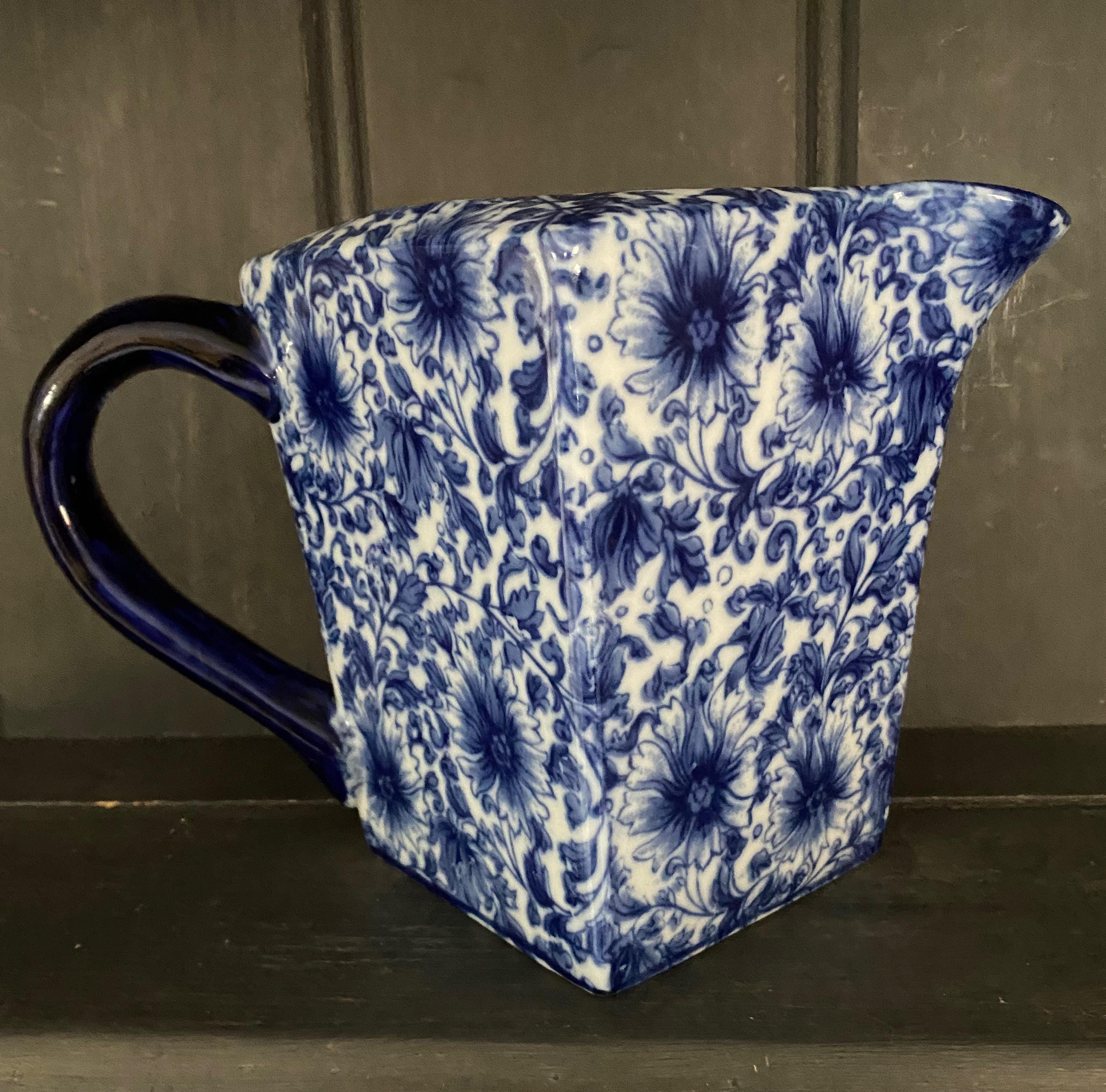Rare Blue and White Square Jug/pitcher by Ringtons Tea Merchants