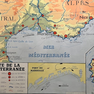 Carta geografica Rossignol / Mediterraneo e Atlantico