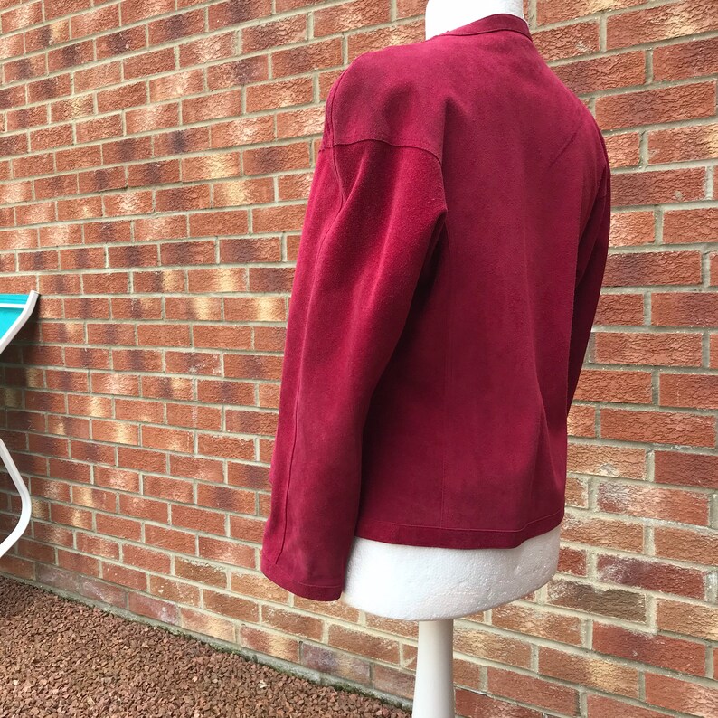 Pink Red Suede Jacket from Jean Muir Studio size UK10 US8 open relaxed front