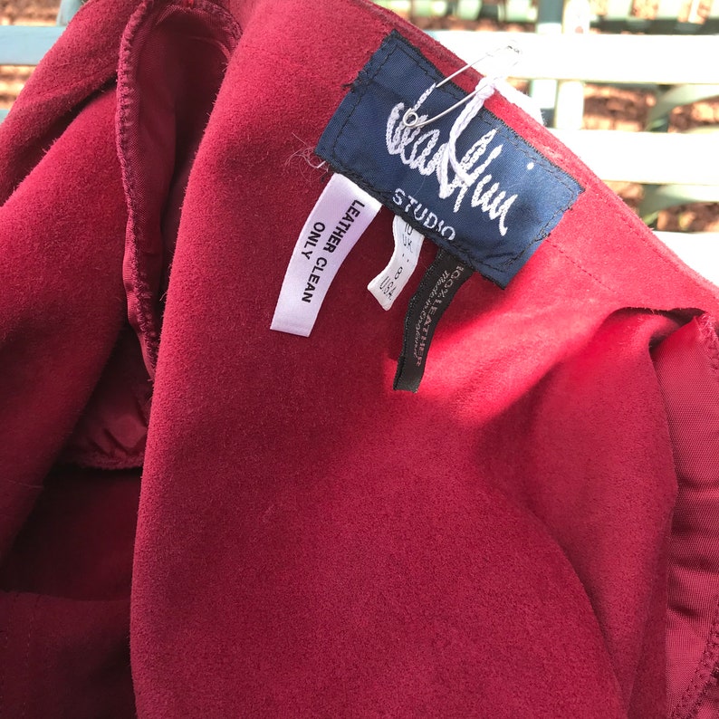 Pink Red Suede Jacket from Jean Muir Studio size UK10 US8 open relaxed front