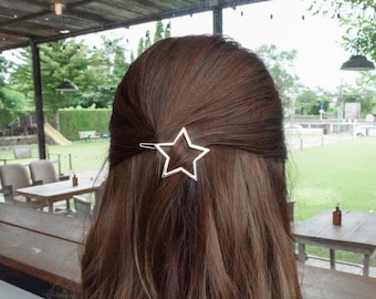 Minimalist hair clip, Geometric hair clip, Gold hair clip,Geometric barrette, Hair Barrette, Star hair clip ,Hair clip for woman