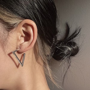 Triangle Hoops Sterling Silver, Triangle Earrings, Geometric Earrings, Lightweight Earrings, Hoop Earrings, Gift for Her