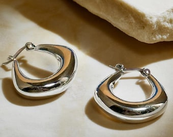 Chunky Hoop Earrings Minimalist Geometric Tube Silver Delicate Jewelry Bridesmaid Accessories