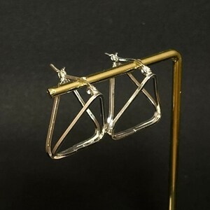 Hoop Earrings with Charm, Triangle Earrings, Geometric Earrings, Sterling Silver Hoop, Boho Earrings, Minimalyst Earrings, Gift for her
