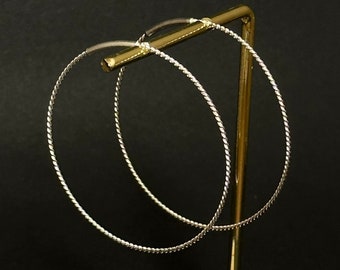 Dainty Thin Silver Hoops Earrings, Simple Dainty Thin Wire Hoop Earrings, Large Hoop Earrings, Minimalist Earrings,  Gifts for her