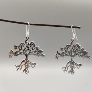 Solid Sterling Silver Tree Earrings, Tree of Sterling Silver, Tree Jewelry, Antique Silver Tree of Lift Earrings, Gift for her