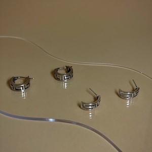 15 mm Silver Hoop Earrings, Greek Designed Hoops, Silver Meander Hoops,Silver Meander Earrings, Silver Greek Earrings,Silver Greek key hoops