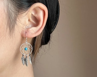 Pendientes de gota de turquesa, plata de pendientes de turquesa, piedra de nacimiento de diciembre, pendientes de piedra de nacimiento, pendientes hechos a mano, San Valentín, regalo para ella