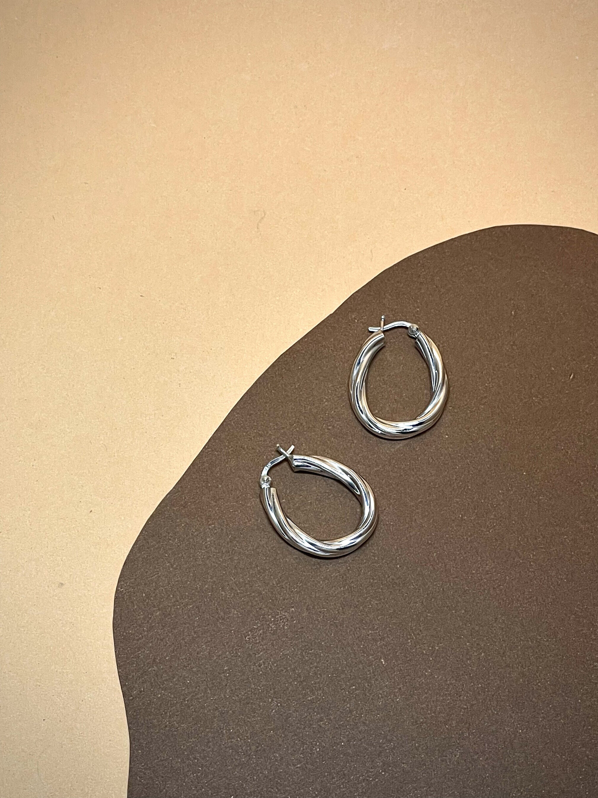 925 Sterling Silver Hoops, Twisted Earrings, Chunky Hoop