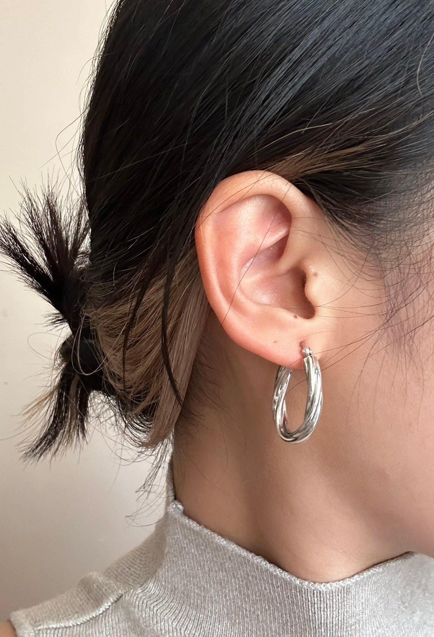 925 Sterling Silver Hoops, Twisted Earrings, Chunky Hoop