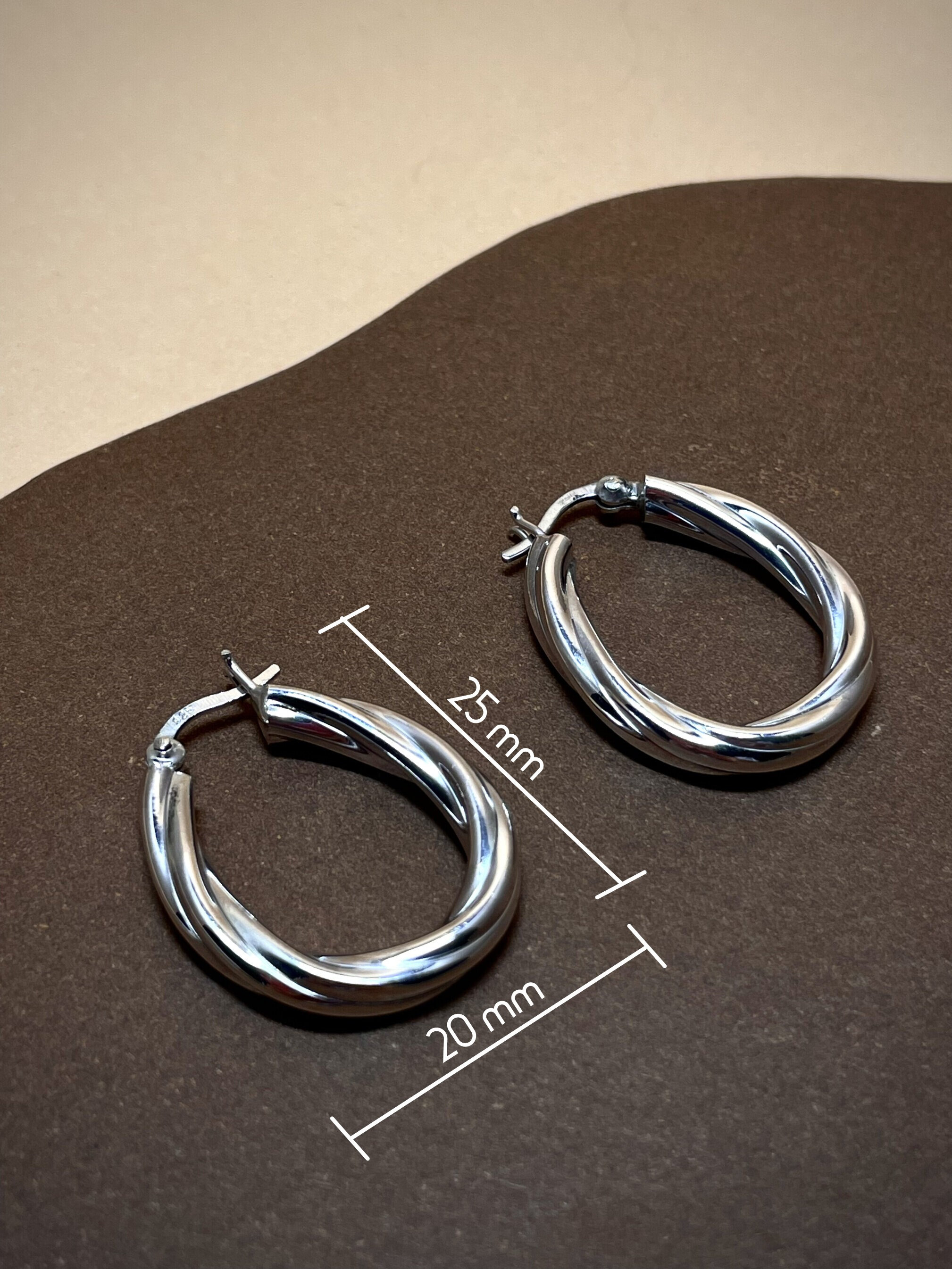 SILVER925 TWIST HOOP EARRINGS/シルバー/ピアス Sterling Silver Simple Twist Hoop Earrings – Sterling Forever