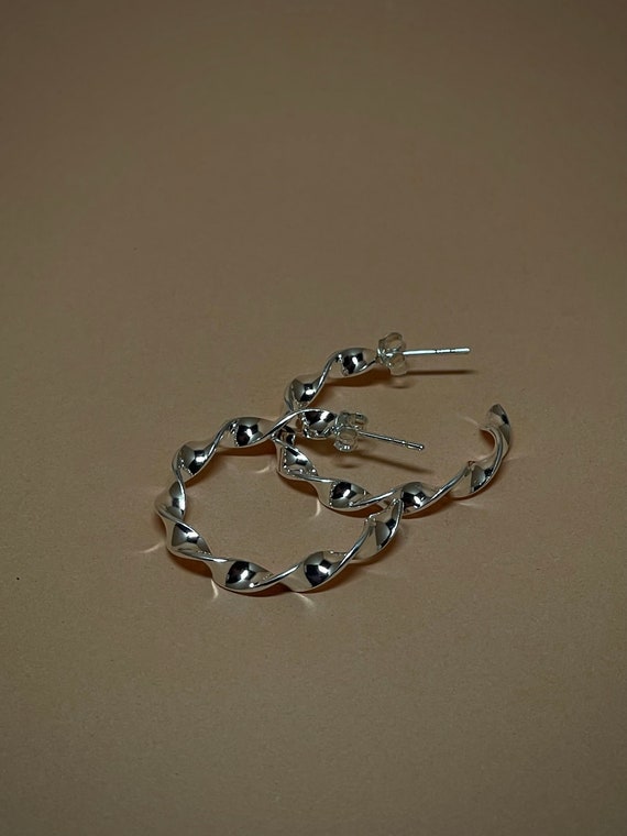 Sterling Silver Moon Phase Hoop Earrings, 30mm | Sup Silver - Sup Silver