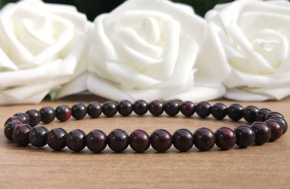 STONE BEAD BRACELET 6 MM W/CHARMS - ANTRACIT STONE BEAD BRACELET 6 MM W/CHARMS - ANTRACIT