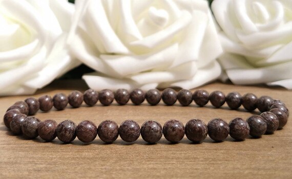 STONE BEAD BRACELET 6 MM CHOCOLATE BROWN STONE BEAD BRACELET 6 MM CHOCOLATE BROWN