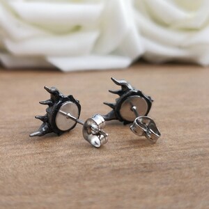 Handpainted 3D Printed Stainless Steel & Resin Dragon Stud Earrings, Silver Coloured Large Stud Post Earrings, Fantasy Gothic Steampunk image 6