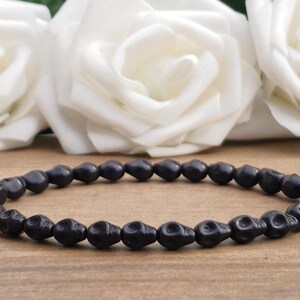 Black Skull Bead Stretchy Bracelet, 6mm Small Skull Bead Elasticated Bracelet For Men For Women, Halloween Bracelet, Grunge Goth Emo Punk