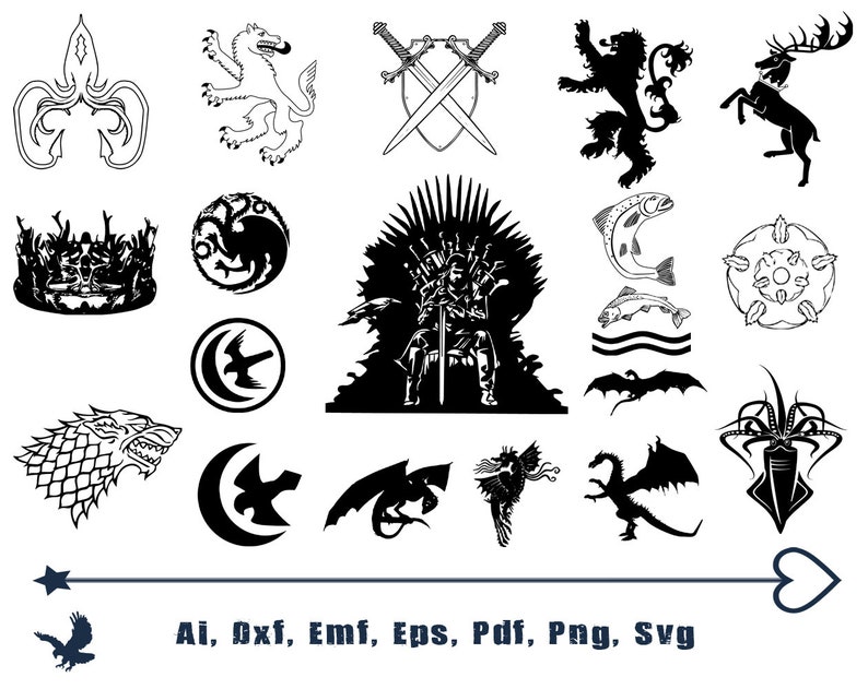 Game of thrones logo SVG cutting files for Cricut and Etsy