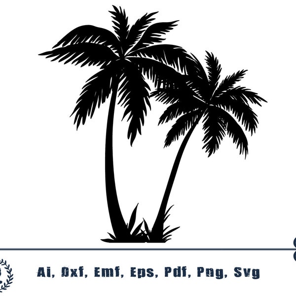 Beach Palm tree svg dxf cutting file Summer svg Beach sunset svg Silhouette palm trees vector for cricut, silhouette