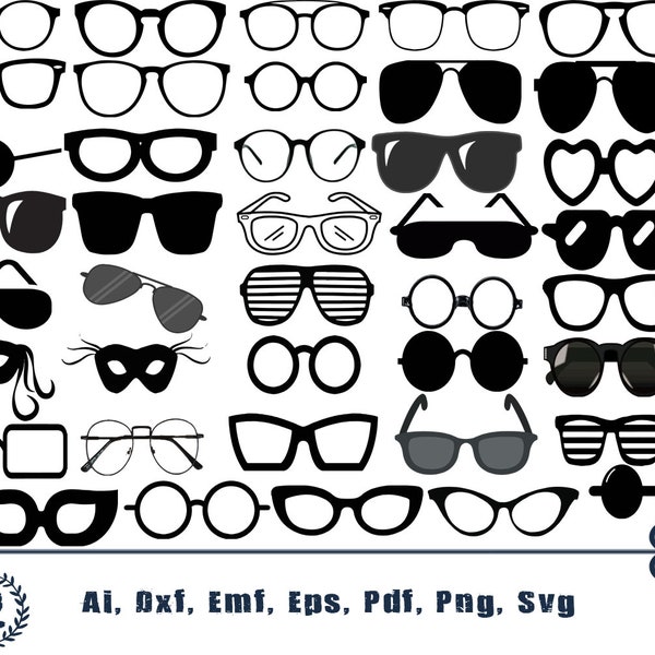 Glasses svg file Glasses clipart, Glasses cut file, Glasses silhouette, Hipster glasses Svg, Nerdy glasses svg, Sunglasses svg file, Vector